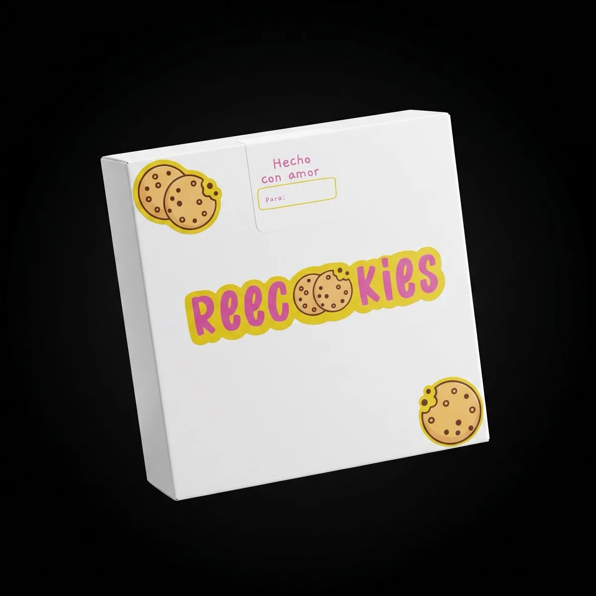 Box de ReeCookies con etiqueta 'Hecho con amor, para:'